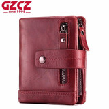 GZCZ Fashion Genuine Leather Women Wallet Female Lady Mini Zipper Coin Purse and Small Walet Portomonee Money Bag Vallet Perse