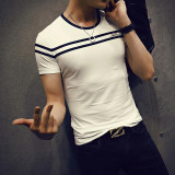 GustOmerD Summer Striped Design T-Shirt Men Slim Fit Short Sleeve Mens T-shirts Casual Slim Fit Tops Tee Compression T Shirt Men