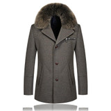 GUIXIANG 2017 autumn new Men's woolen jackets trench coat Men Real fox fur collars Detachable windbreaker woolen overcoat
