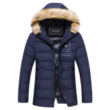 GUEQI ADD Fleece Man Warm Black Parkas Plus Size L-3XL New Fur Hooded Windproof Outerwear Men Casual Winter Long Jackets
