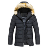 GUEQI ADD Fleece Man Warm Black Parkas Plus Size L-3XL New Fur Hooded Windproof Outerwear Men Casual Winter Long Jackets