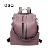 GSQ Fashion Genuine Leather Women Backpack Hot High Quality Famous Brand Women School Bag Girl Women backpack travel bags NG844