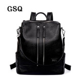 GSQ Fashion Genuine Leather Women Backpack Hot High Quality Famous Brand Women School Bag Girl Women backpack travel bags NG844