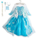 GSCH Elsa Dress +Accessories Sequins Baby Girl Snow Queen Elsa Anna Princess Dress Kids Party Cosplay Costume Deguisement Robe