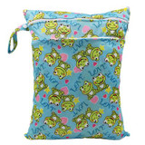 30x40cm Washable Baby Cloth Diaper Bags Nappy Reusable Waterproof Cartoon Print Double Zipper Pockets Wet Dry Bags Wetbags