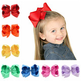 30PCS/LOT 6" Big Hair Bow Girls Solid Ribbon Hair Bows With Clip Boutique Hair Accessories Kids Hairpin 588