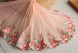 2yards/lot 22cm wide Embroidered Tulle Lace trim mesh lace trim ~ pink~lovely