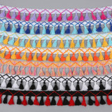 2Yard/Lot Pompom Lace Knitted Fabric 45MM Pompom Tassel Trim Ball Fringe Ribbon DIY Sewing Accessory Handmade Craft