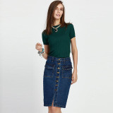 2XL Plus Size Women Denim Skirt 2017 Autumn/Summer Vintage Button Jeans Skirt Slim Office Skirt Sexy Pencil Skirts for Women