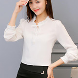 2XL Plus Size Women Spring Autumn Tops Blue White Blouse Fashion Elegant Chiffon Shirt Female Long Sleeve Blouses Shirts Blusas