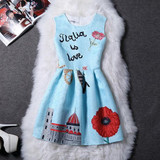 2XL Hot New Fashion Brand Summer Dress Plus Size Women Print Floral Vest Dress Sleeveless Party A Line Dresses Vestidos De Festa