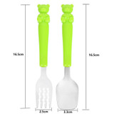 2Pcs/Set Stainless Steel Kids Fork Tableware Cartoon Cutlery Set Children Portable Camping Dinnerware