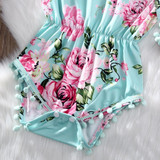 2Pcs/Set Newborn Infant Baby Girl Floral Romper Sleeveless Tassel Jumpsuit +Headband Sunsuit Outfits Clothes