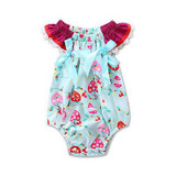 2Pcs/Set Newborn Baby Infant Girls Cotton Clothes Floral Romper Jumpsuit +Headband Sunsuit Clothes