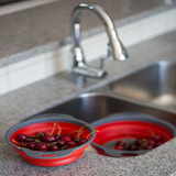 2pcs/set Foldable Silicone Colander Fruit Vegetable Washing Basket Strainer Collapsible Drainer With Handle Kitchen Tool