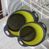 2pcs/set Foldable Silicone Colander Fruit Vegetable Washing Basket Strainer Collapsible Drainer With Handle Kitchen Tool