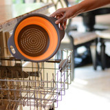 2pcs/set Foldable Silicone Colander Fruit Vegetable Washing Basket Strainer Collapsible Drainer With Handle Kitchen Tool