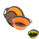 2pcs/set Foldable Silicone Colander Fruit Vegetable Washing Basket Strainer Collapsible Drainer With Handle Kitchen Tool