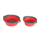 2pcs/set Foldable Silicone Colander Fruit Vegetable Washing Basket Strainer Collapsible Drainer With Handle Kitchen Tool
