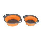 2pcs/set Foldable Silicone Colander Fruit Vegetable Washing Basket Strainer Collapsible Drainer With Handle Kitchen Tool