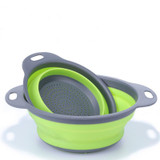 2pcs/set Foldable Silicone Colander Fruit Vegetable Washing Basket Strainer Collapsible Drainer With Handle Kitchen Tool