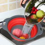 2pcs/set Foldable Silicone Colander Fruit Vegetable Washing Basket Strainer Collapsible Drainer With Handle Kitchen Tool