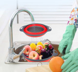 2pcs/set Foldable Silicone Colander Fruit Vegetable Washing Basket Strainer Collapsible Drainer With Handle Kitchen Tool