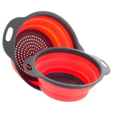2pcs/set Foldable Silicone Colander Fruit Vegetable Washing Basket Strainer Collapsible Drainer With Handle Kitchen Tool