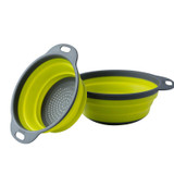 2pcs/set Foldable Silicone Colander Fruit Vegetable Washing Basket Strainer Collapsible Drainer With Handle Kitchen Tool