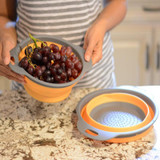 2pcs/set Foldable Silicone Colander Fruit Vegetable Washing Basket Strainer Collapsible Drainer With Handle Kitchen Tool