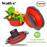 2pcs/set Foldable Silicone Colander Fruit Vegetable Washing Basket Strainer Collapsible Drainer With Handle Kitchen Tool