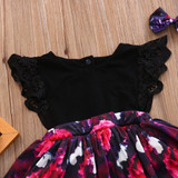 2Pcs/Set Flower Kid Baby Girl Princess Party Pageant Wedding Dress Lace Sleeve Floral Dresses With Headband
