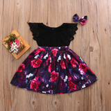 2Pcs/Set Flower Kid Baby Girl Princess Party Pageant Wedding Dress Lace Sleeve Floral Dresses With Headband