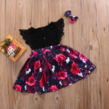2Pcs/Set Flower Kid Baby Girl Princess Party Pageant Wedding Dress Lace Sleeve Floral Dresses With Headband