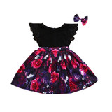 2Pcs/Set Flower Kid Baby Girl Princess Party Pageant Wedding Dress Lace Sleeve Floral Dresses With Headband