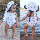 2Pcs/Set ! Newborn Infant Kids Toddler Baby Girls Clothes Bowknot Anchor Romper Backless Jumpsuit +headband Outfits Sunsuit