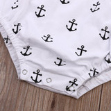 2Pcs/Set ! Newborn Infant Kids Toddler Baby Girls Clothes Bowknot Anchor Romper Backless Jumpsuit +headband Outfits Sunsuit