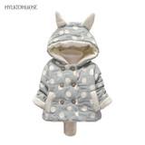 HYLKIDHUOSE Baby Girls Coats Autumn Winter Infant Cotton-Padded Jacket Hooded Cartoon Children Kids Outdoor Thick Outerwear