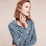 HYH HAOYIHUI Solid Blue Women Blouse Turn-down Collar Long Sleeve Single Breasted Tops Pocket Casual Slim Sexy Velvet Blouse HYH HAOYIHUI Solid Blue Women Blouse Turn-down Collar Long Sleeve Single Breasted Tops Pocket Casual Slim Sexy Velvet Blouse