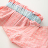 Hurave 2017 summer Korean baby girls clothing set children bow heart shirt+shorts suit 2pcs kids plaid bow clothes set suit