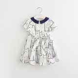 Hurave 2017 Summer Girl Cartoon Clothes Kids Cat Dress Girls Dress vestidos Children Spring Dress Hurave 2017 Summer Girl Cartoon Clothes Kids Cat Dress Girls Dress vestidos Children Spring Dress