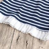 Hurave 2017 New fashion hot girl dress kids clothing striped dress for girl ruched children clothes
