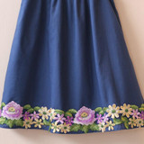 Hurave 2017 Girl Dress Cute Floral Baby Embroidered Cotton loose short-sleeved children dress clothing Flower Infant Girls Dress