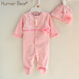 Humor Bear Princess Style Newborn Baby Girl Clothes Girls Lace Rompers+Hats Baby Clothing Sets Infant Jumpsuit Gifts