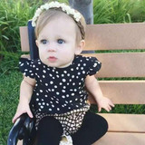 Humor Bear New Style Summer White Dots Baby Girls Clothes Set Cotton Suit Set Kids Clothing Infant Clothing