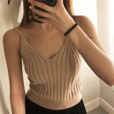 Hot 2018 New Women Sexy Knitted Crop Top Crop Sleeveless Cropped Blusas Vest Tank Top Camisole