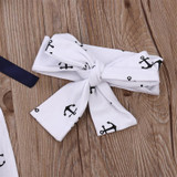 Newborn Kids Infant Baby Girl Jumpsuit Anchor Printed Bodysuit Clothes Outfit + Headband 2016
