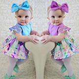 Newborn KIDS Baby Girls Clothes Dress Diaper Cover +Headband baby Dresses Printing Toddler Littel Girl Clothing