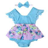 Newborn KIDS Baby Girls Clothes Dress Diaper Cover +Headband baby Dresses Printing Toddler Littel Girl Clothing