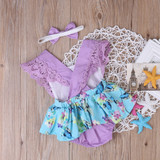 Newborn KIDS Baby Girls Clothes Dress Diaper Cover +Headband baby Dresses Printing Toddler Littel Girl Clothing